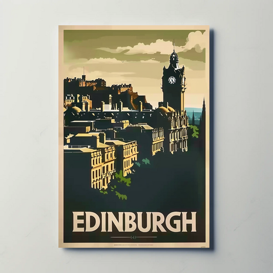Edinburgh, Scotland Vintage Style Poster