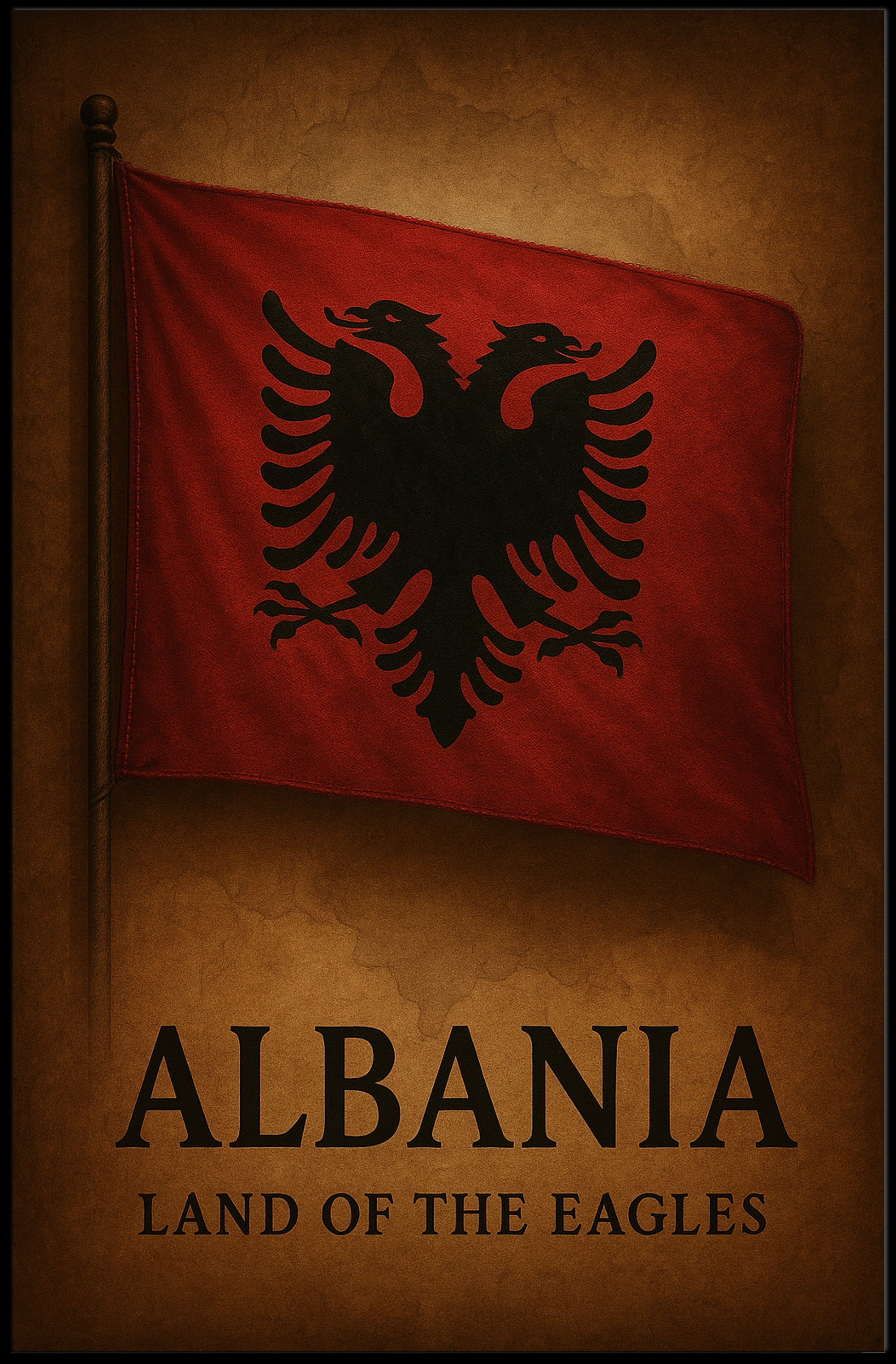 Albanian Flag Vintage Cultural Heritage Poster