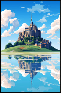 Majestic Castle Reflection: European Gothic Art Print