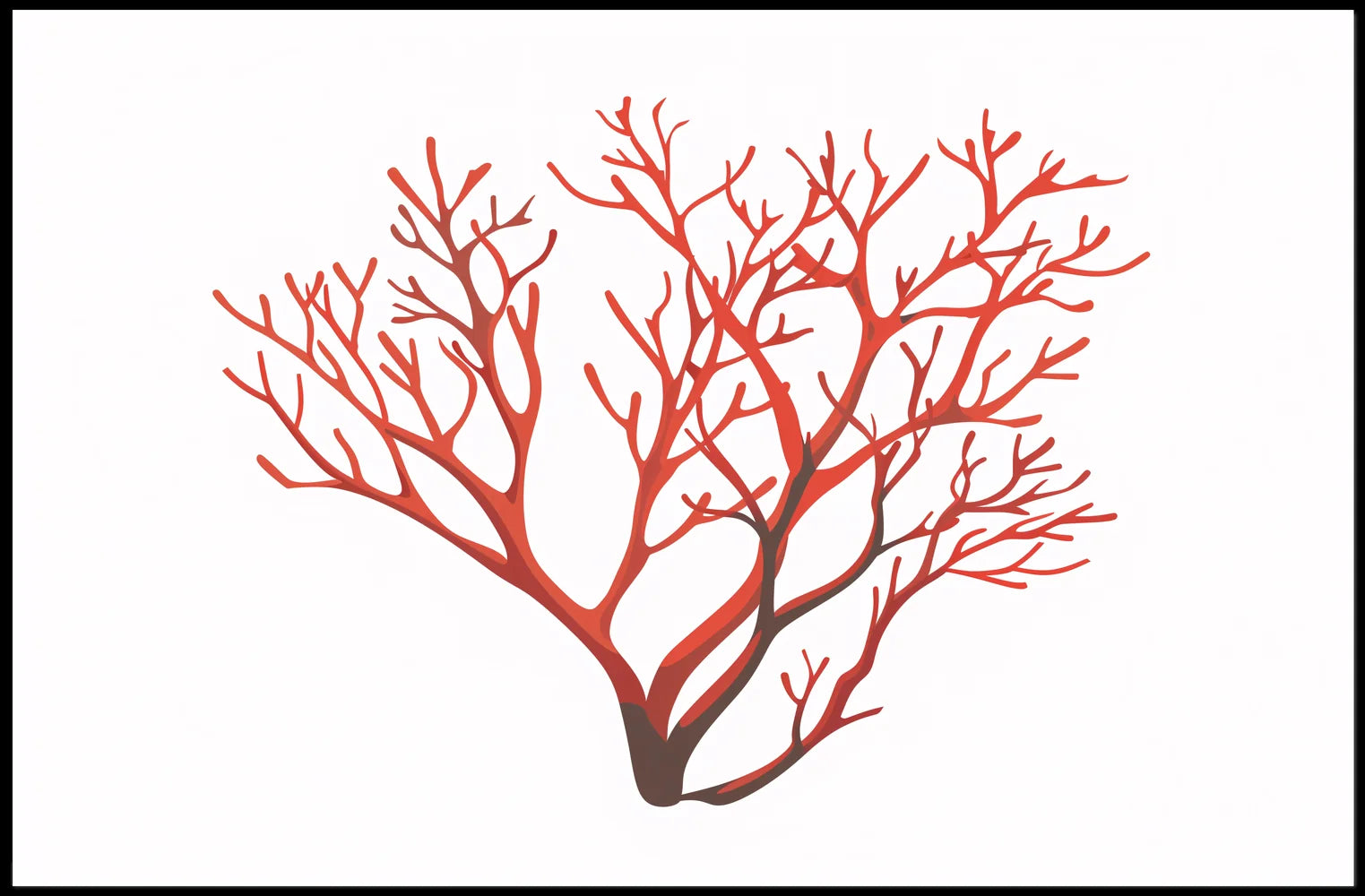 Red Coral Branch Minimalist Art Poster Print