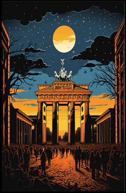 Moonlit Brandenburg Gate Poster