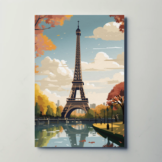 Paris Autumn Vintage Travel Poster
