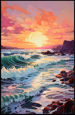 Vibrant Coastal Sunset Poster PosterGoat