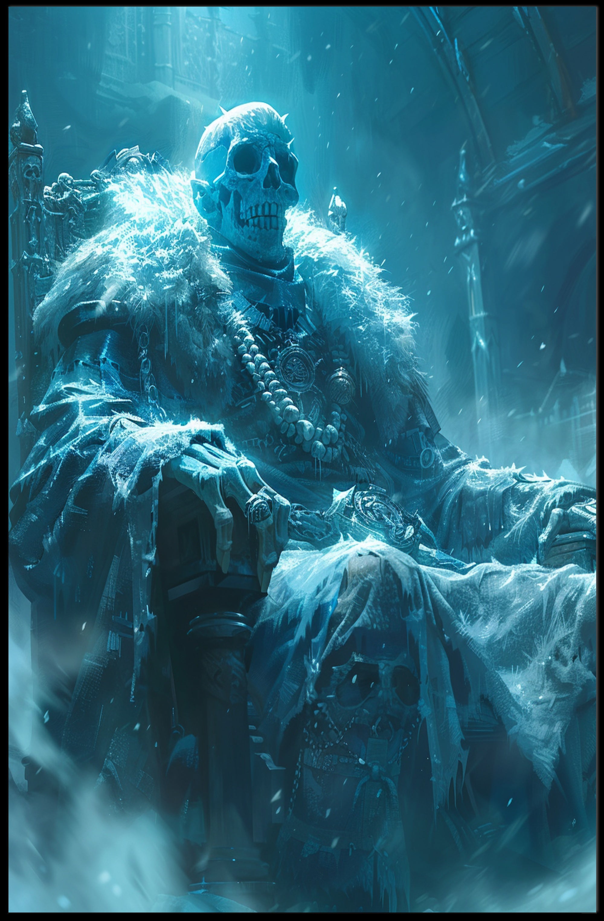 Eternal Winter King on His Frozen Throne Fantasy Poster PosterGoat