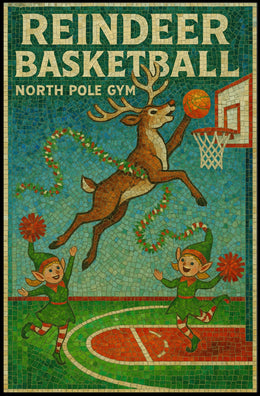 Reindeer Basketball at North Pole Gym Poster