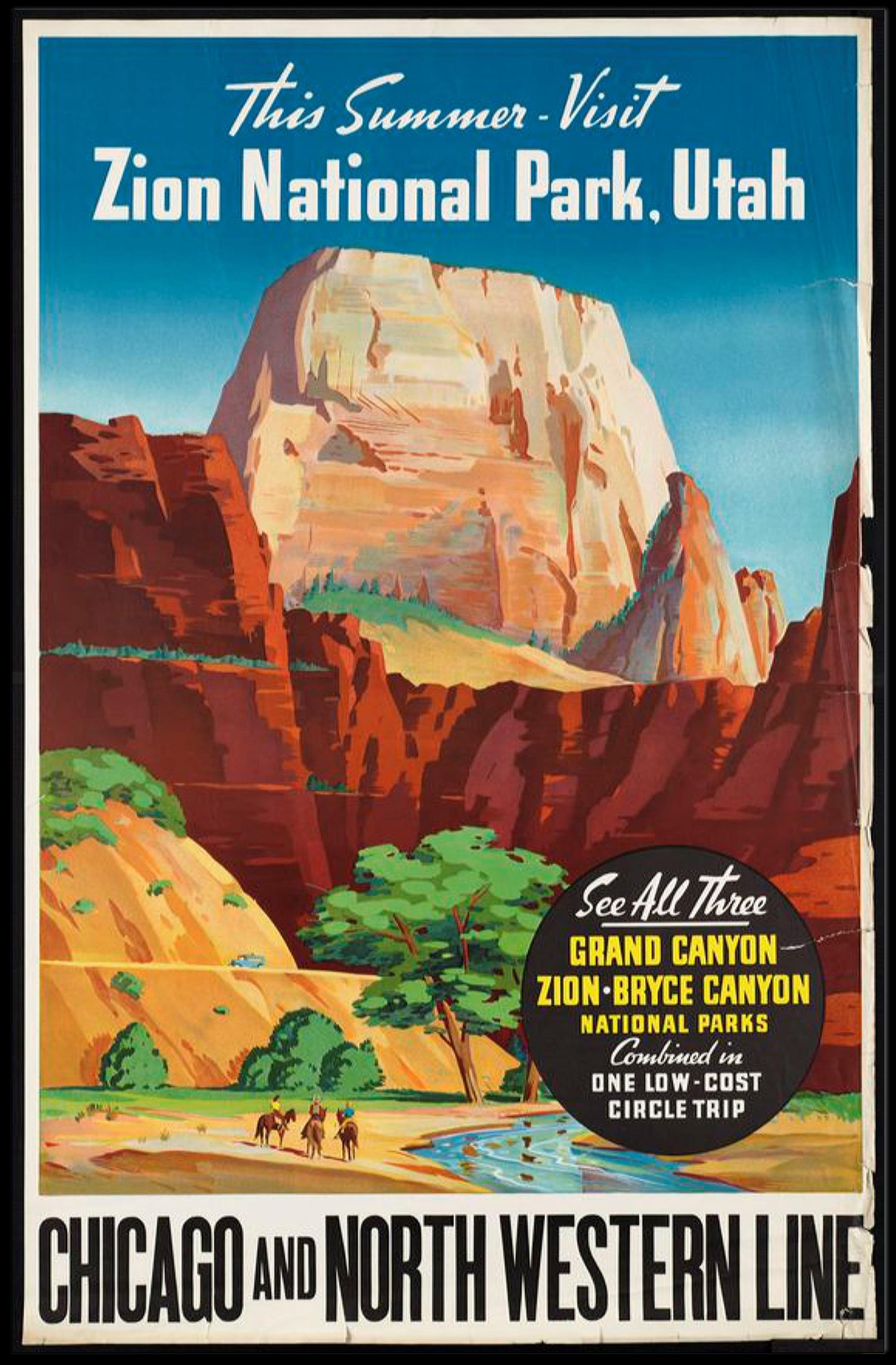 Zion National Park Vintage Travel Poster Print