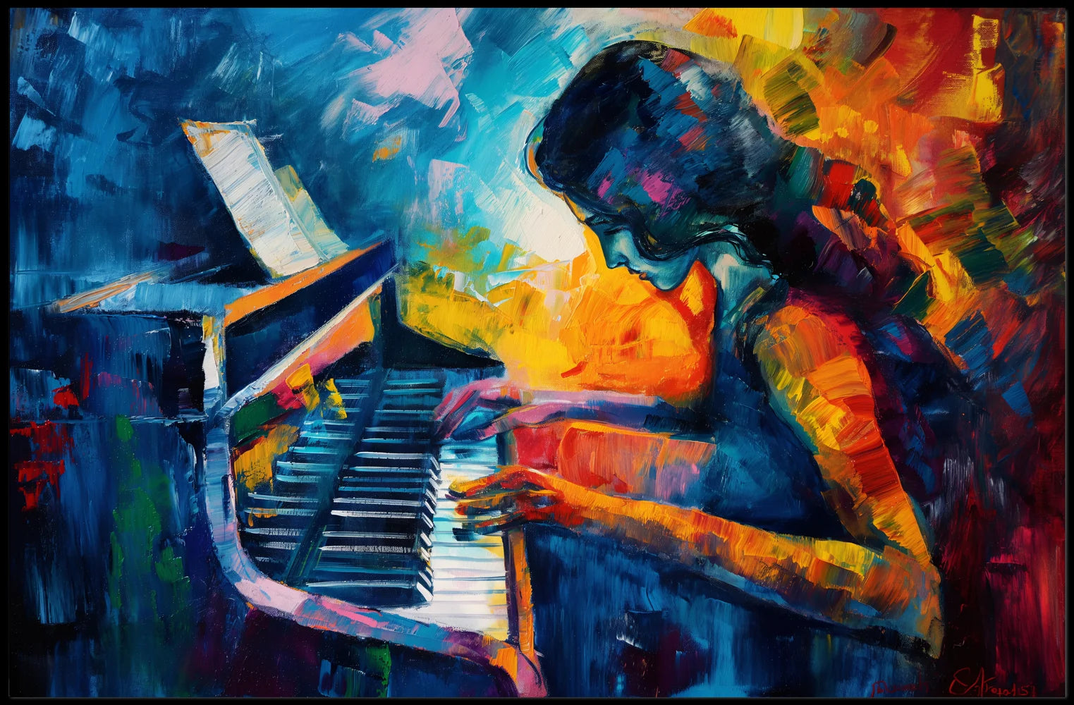 Passionate Piano Player Abstract Art Poster