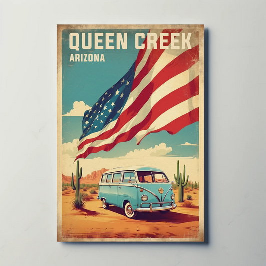 Queen Creek Arizona Vintage Travel Poster Artwork