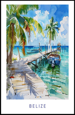 Tropical Belize Coastal Scene Travel Poster PosterGoat