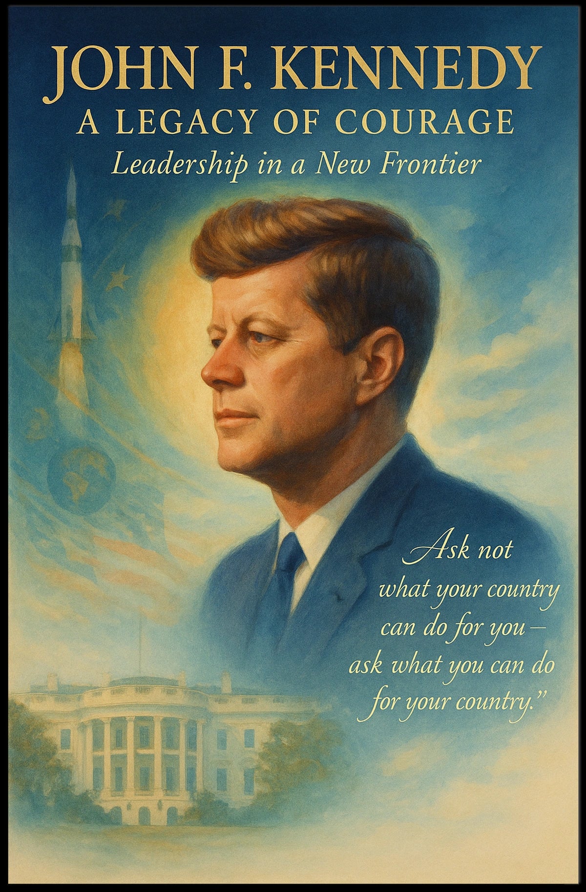 John F. Kennedy Inspirational Leadership Art Poster