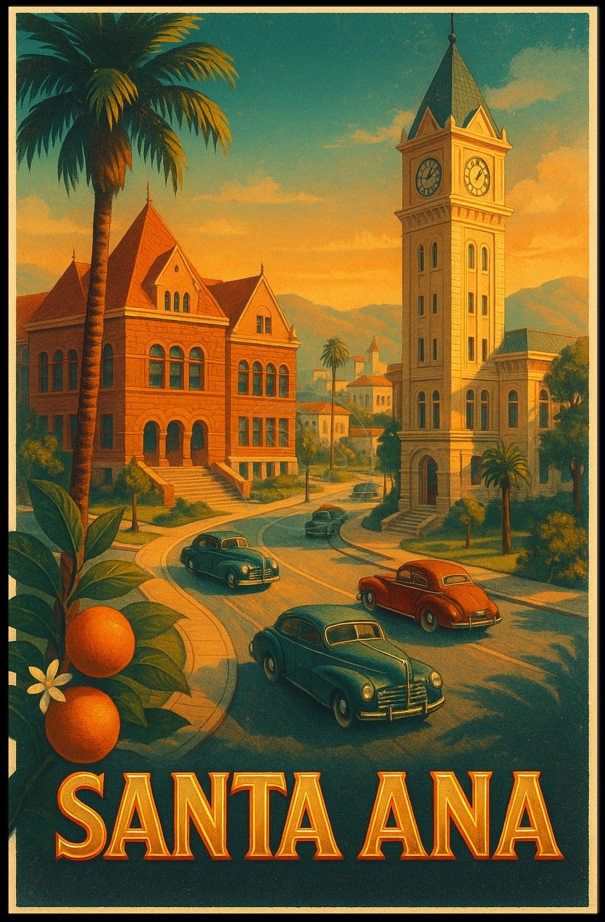 Santa Ana Nostalgic Travel Poster