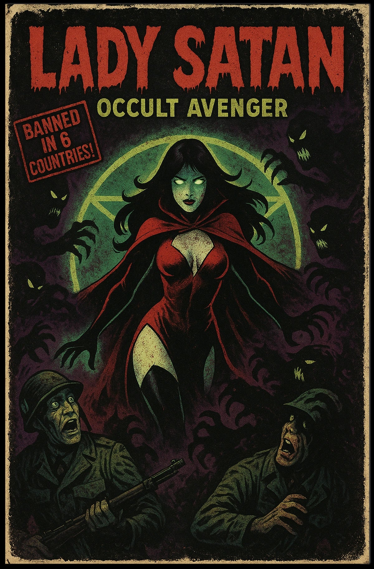 Lady Satan Occult Avenger Vintage Fantasy Mythology Poster