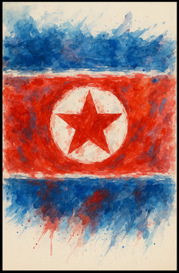 Abstract North Korean Flag Abstract Poster