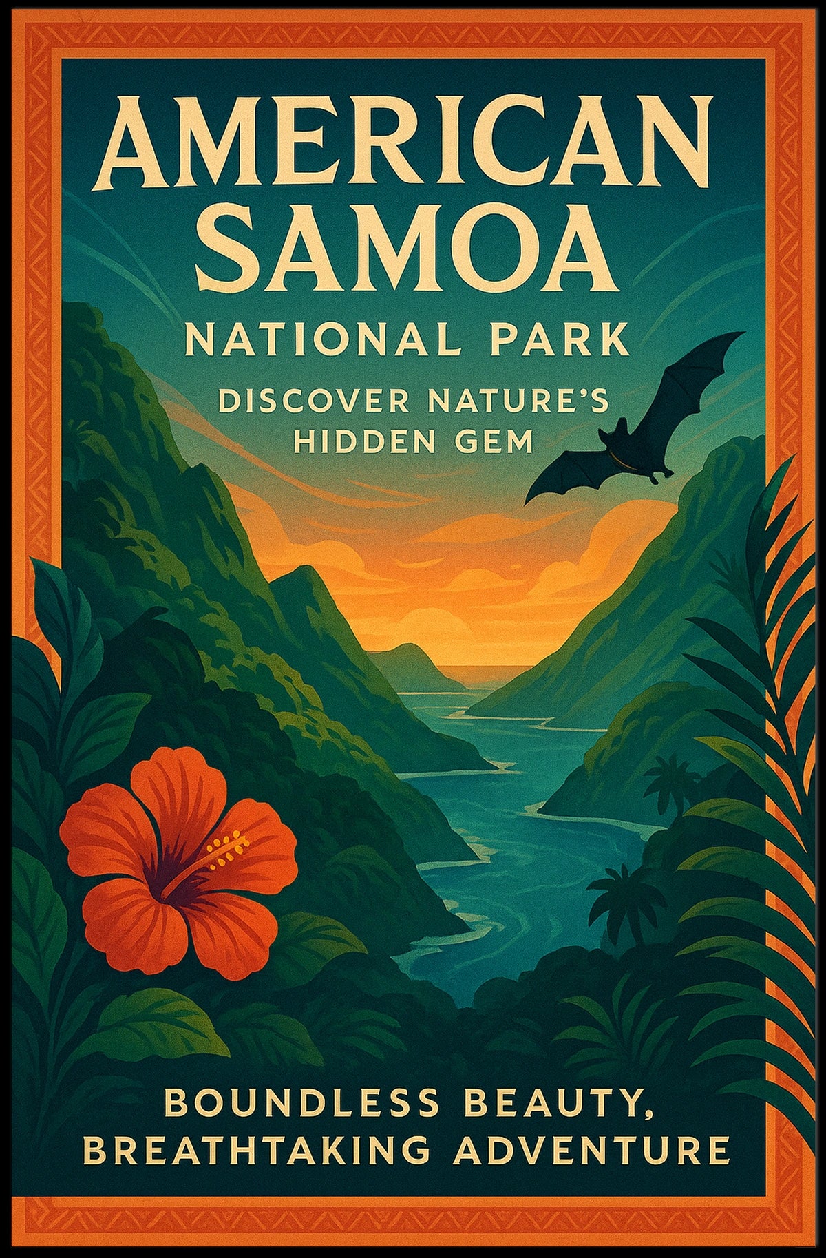 American Samoa Adventure Scenic National Park Poster
