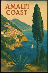 Amalfi Coast Poster Wall Art 18x24 Coastal Seascape Decor