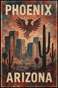 Phoenix Arizona Desert Scenic Vintage Travel Poster