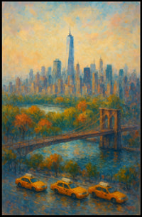New York City Autumn Skyline Poster Abstract Wall Art