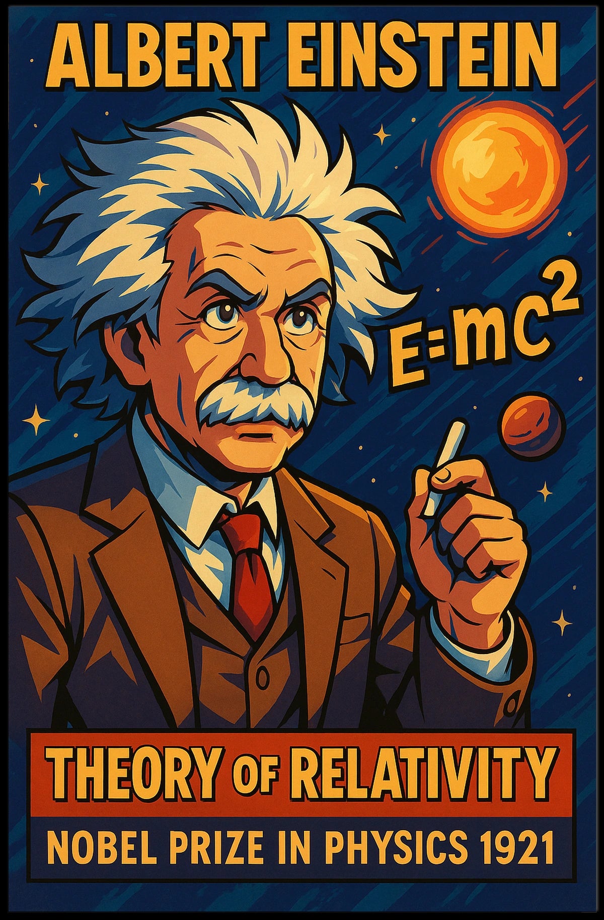 Albert Einstein Relativity Theory Vintage Scientific Museum Wall Art Timeless Iconic Decor Poster
