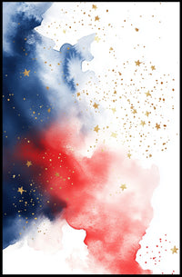 splash design in red white and blue tones Poster
