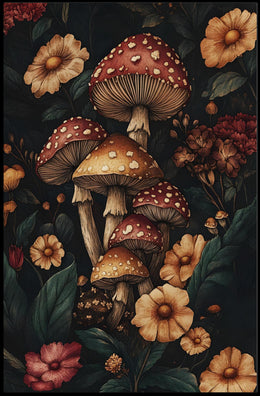 Enchanted Forest Wall Art Print with Mushrooms