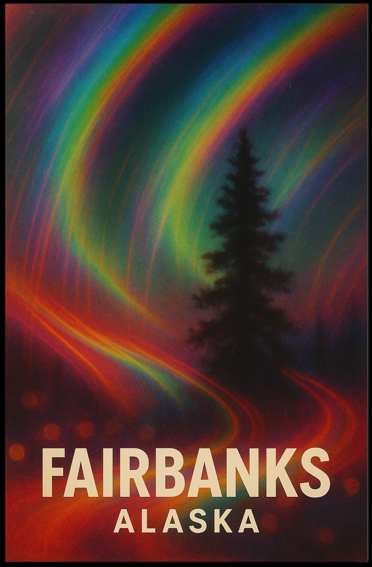 Fairbanks Alaska Northern Lights Realism Poster