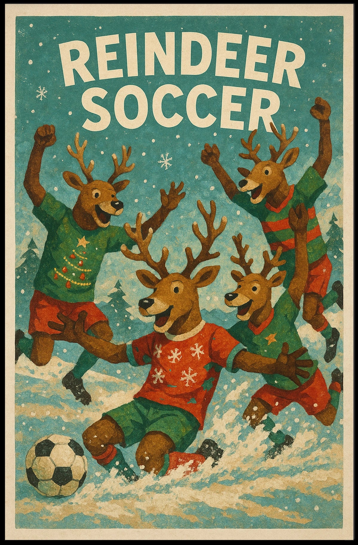 Reindeer Soccer Poster