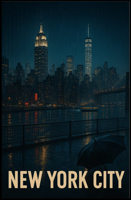 New York City Skyline at Night Poster