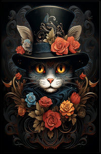 Whimsical Cat in Baroque Top Hat Fantasy Poster