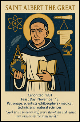 Saint Albert Wisdom Vintage Educational or Infographic Poster