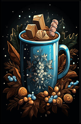 Cozy Holiday Mug: Whimsical Abstract or Artistic Poster