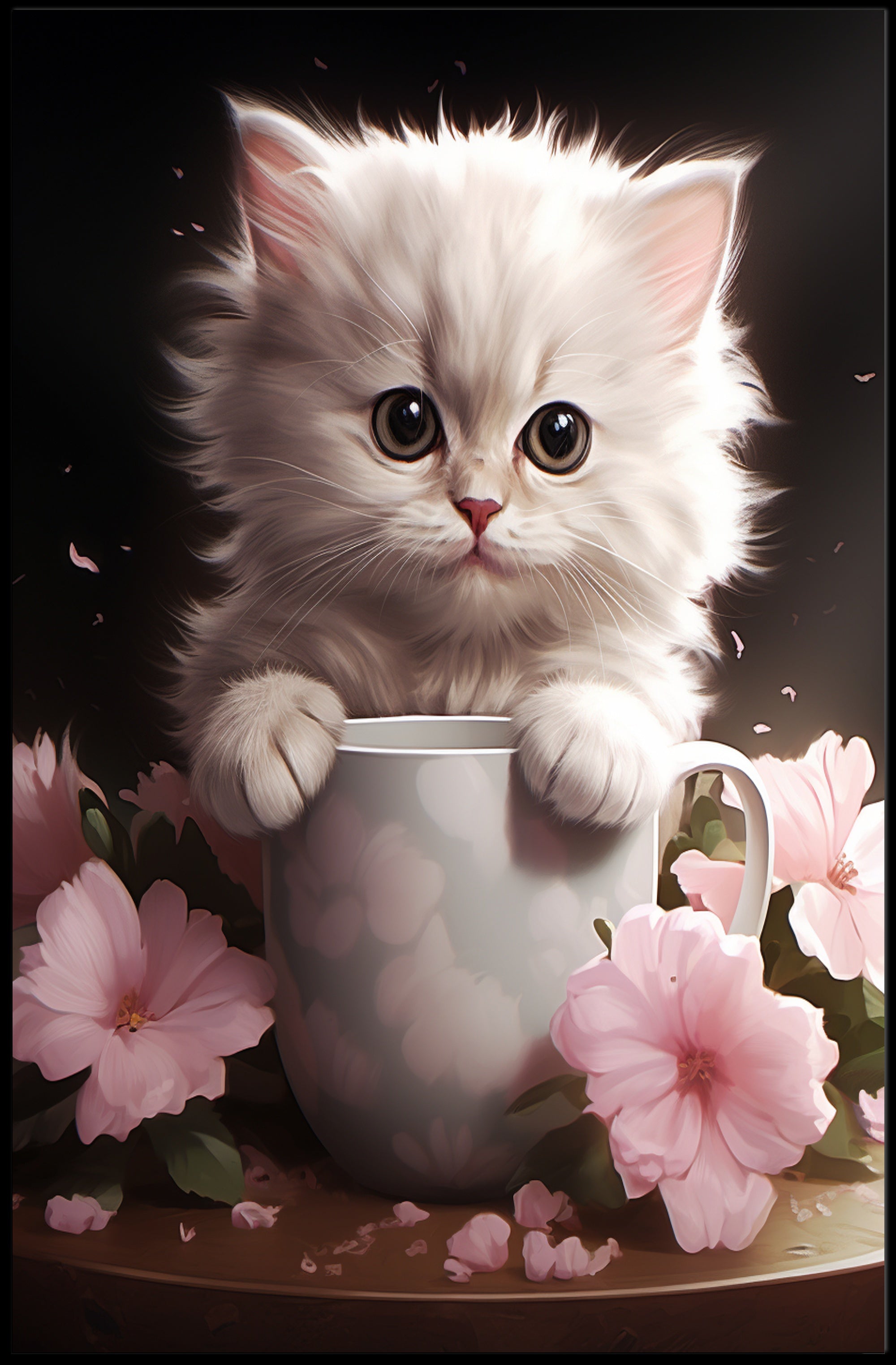 Kitten In A Cup Poster PosterGoat
