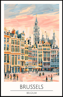 Brussels Cityscape Illustration Poster PosterGoat
