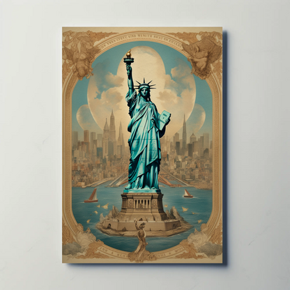 Statue Of Liberty New York Vintage Travel Poster
