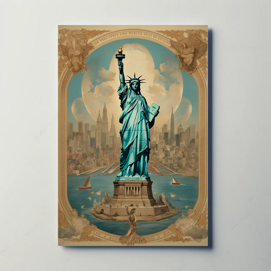 Statue Of Liberty New York Vintage Travel Poster