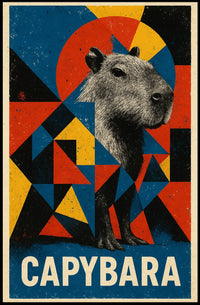 Capybara Art Poster with Geometric Design - Animal Poster