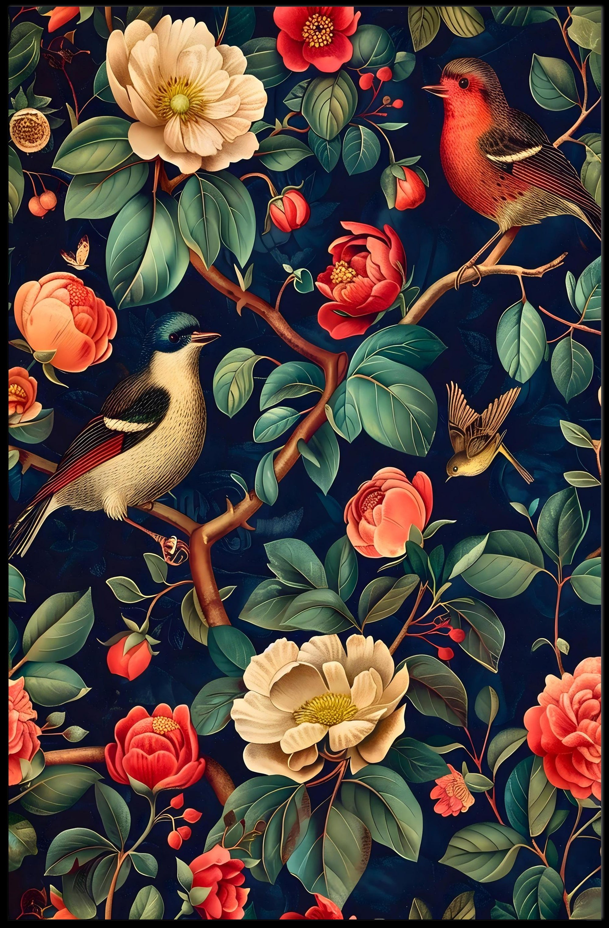 Enchanted Garden Birds Wall Art Print