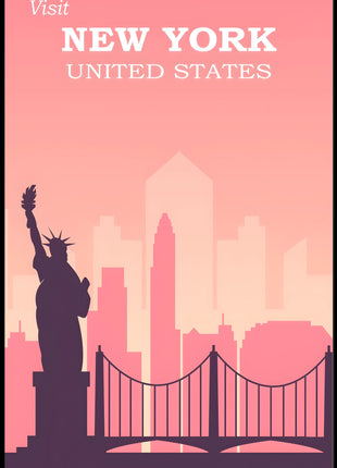 New York Landmarks Vintage Travel Poster