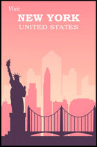 New York Landmarks Vintage Travel Poster