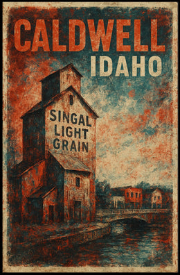 Caldwell Idaho Singal Light Grain Vintage Wanderlust Poster