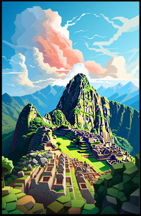 Machu Picchu Majesty: Geometric Travel Poster