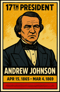 Andrew Johnson 17th President of the United States Inked Comic Style Poster