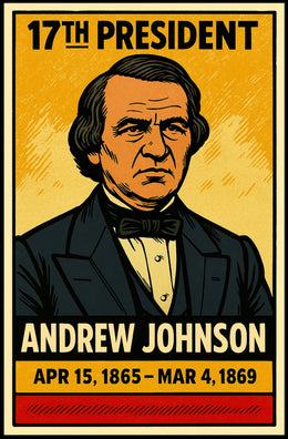 Andrew Johnson 17th President of the United States Inked Comic Style Poster