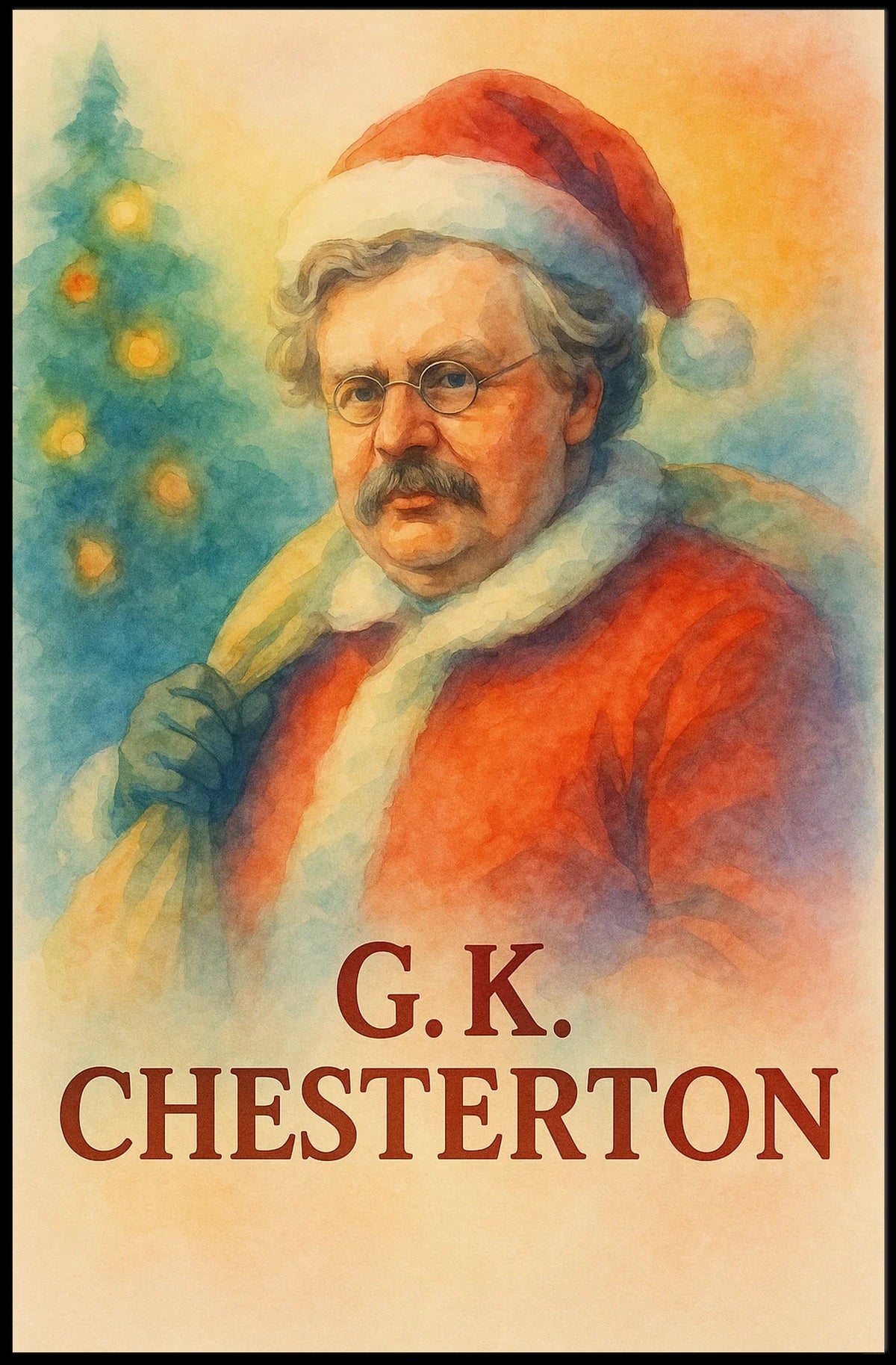 Santa Meets Literature: A Whimsical Cultural Heritage Poster