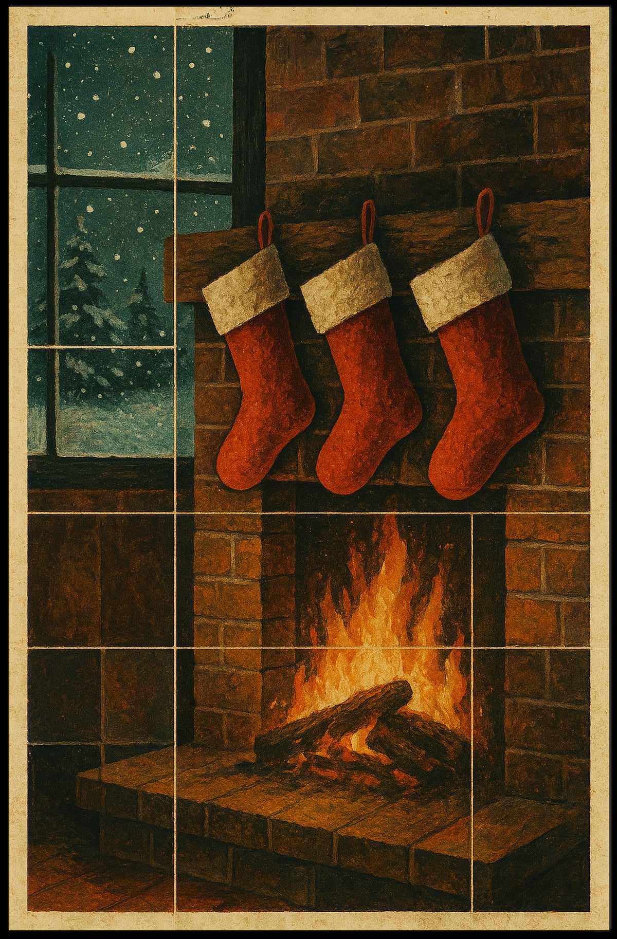 Cozy Christmas Hearth Poster