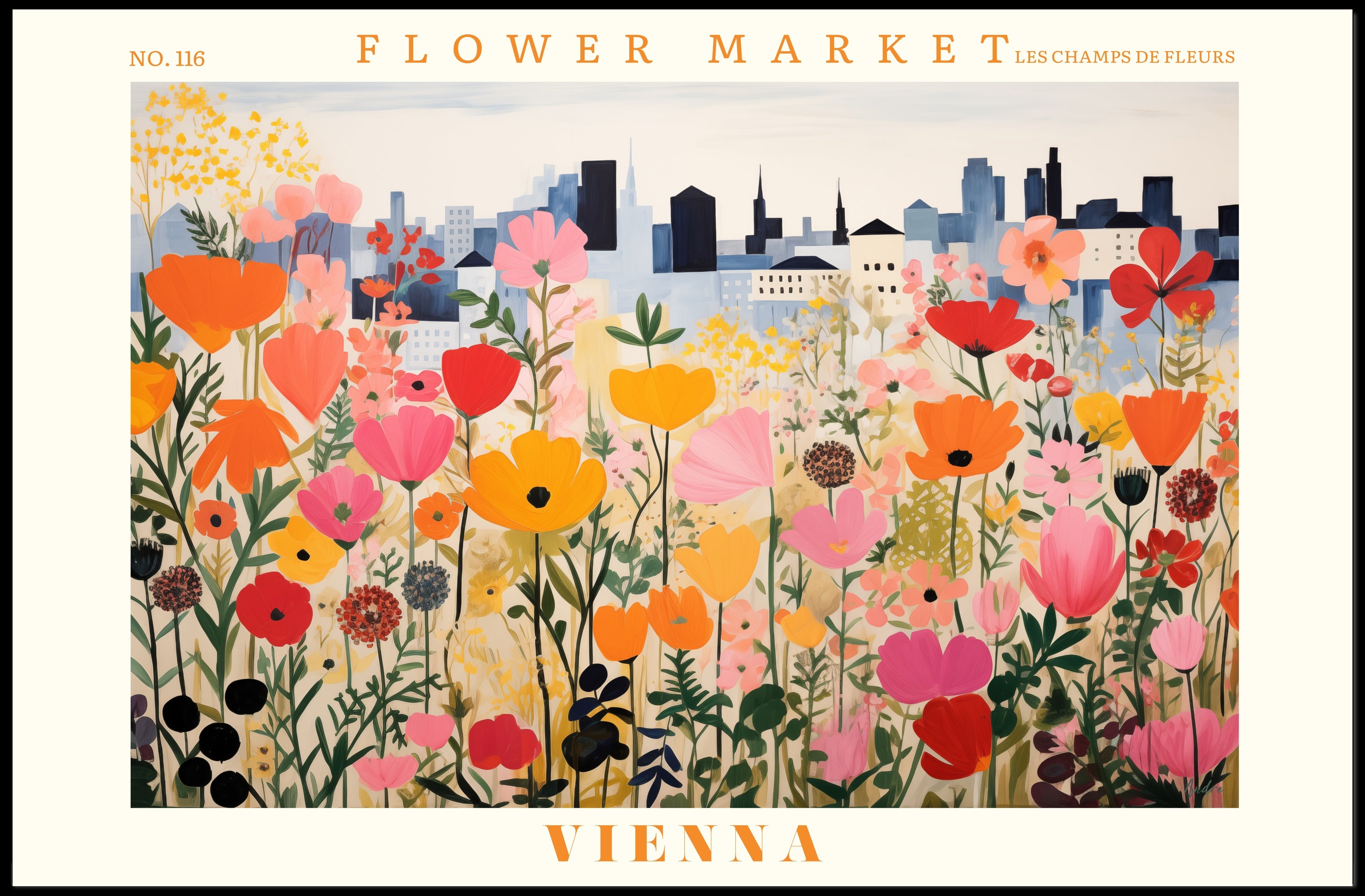 Vienna Flower Market Travel Poster