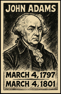 John Adams 2nd President of the United States B & W Comic Sketch Poster