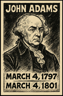 John Adams 2nd President of the United States B & W Comic Sketch Poster