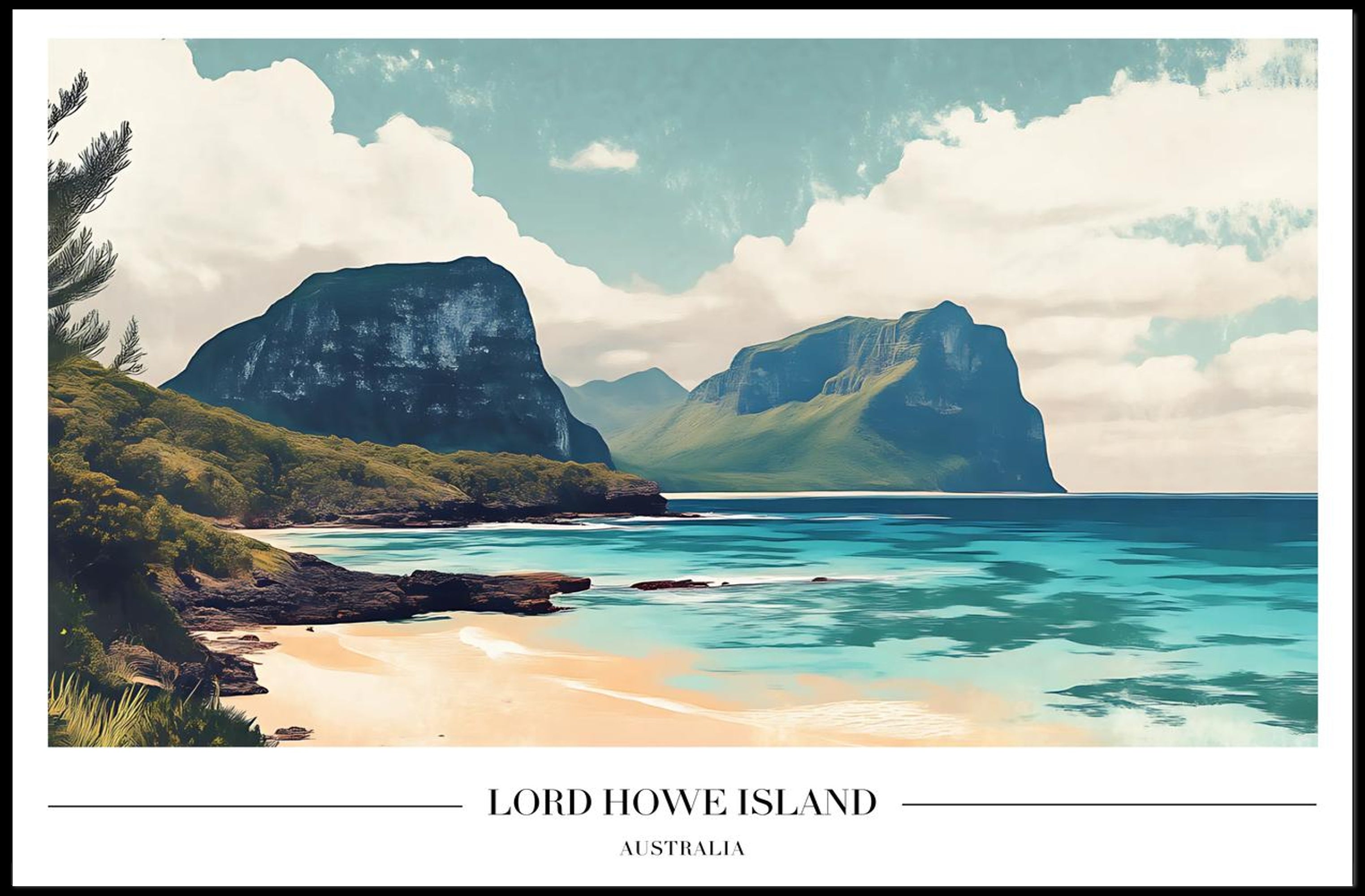 Lord Howe Island Tranquil Scenery Travel Poster