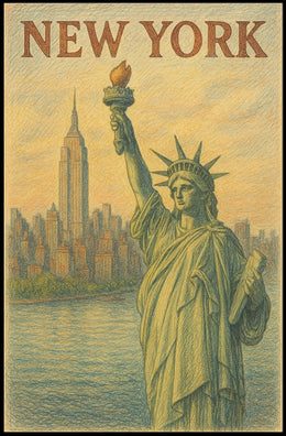 New York Crosshatch Masterpiece Poster Bold City Wall Art
