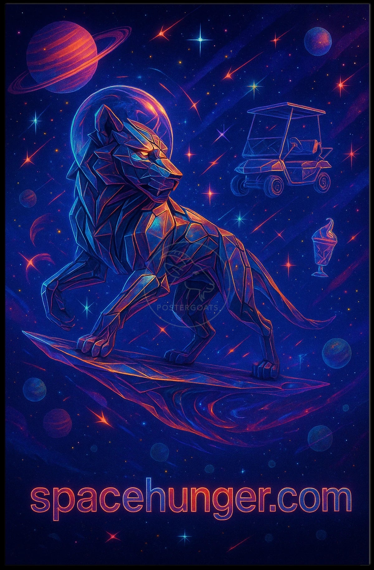 Futuristic Wolf in Cosmic Swirl Futuristic Sci-Fi Poster